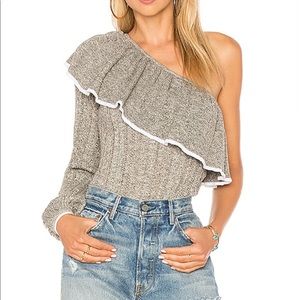 one shoulder grey sweater